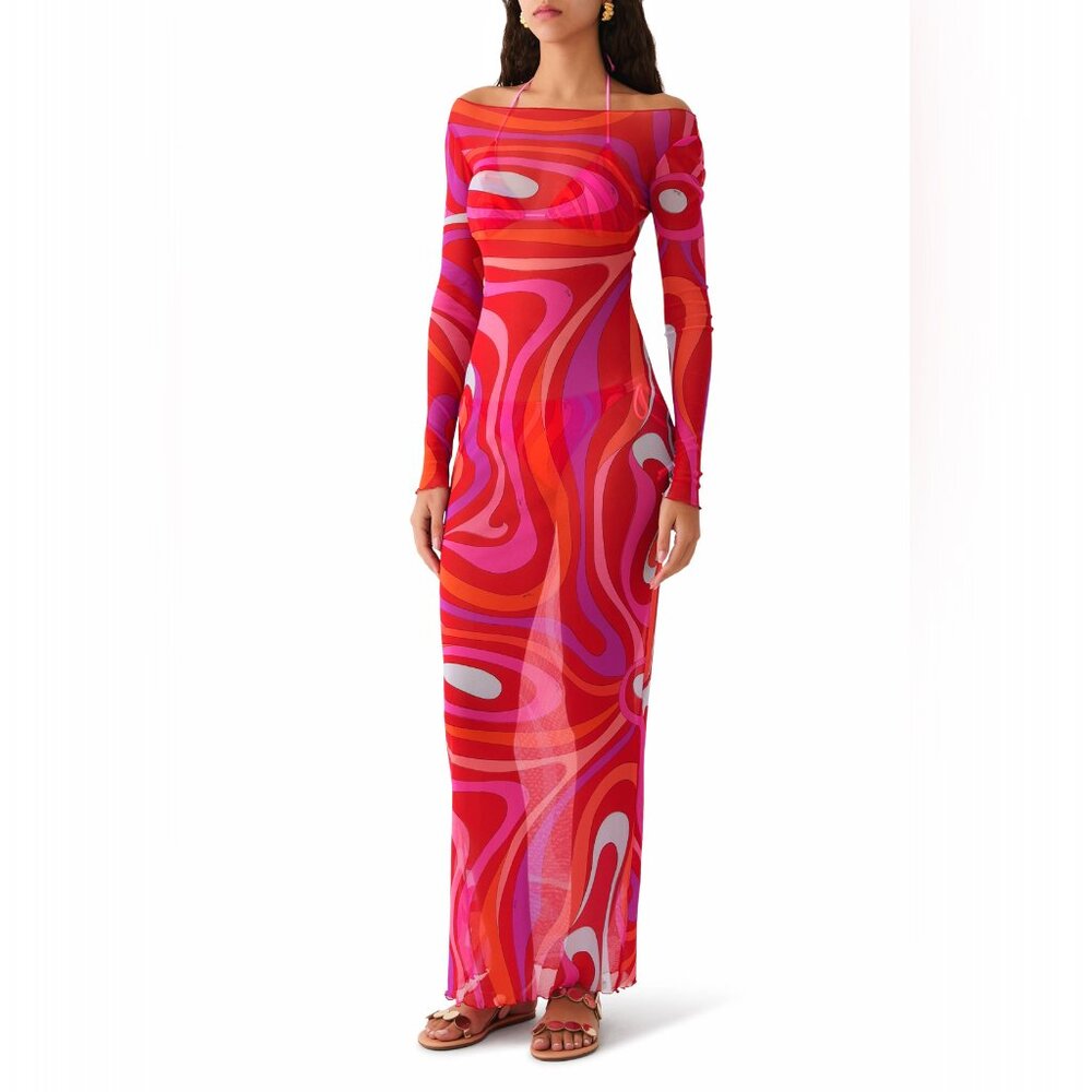 Emilio Pucci Marmo semi-sheer maxi dress